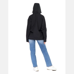 Kurtka przejściowa unisex przeciwdeszczowa kaptur CZARNA MORAJ